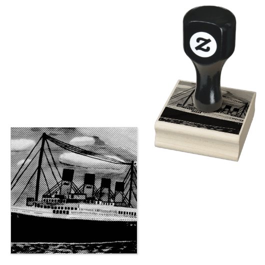 Schip Titanic Wood Art Stamp Rubberstempel (Gestempeld)