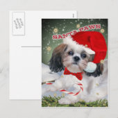 Schip Tzu Santa Paws-cadeaus Feestdagenkaart (Voorkant / Achterkant)