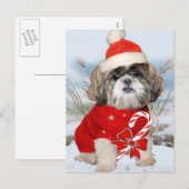 Schip Tzu Santa Paws-cadeaus Feestdagenkaart (Voorkant / Achterkant)