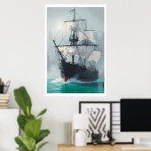 Schip uit de mist - Spirituele reis Poster (Thuiskantoor)