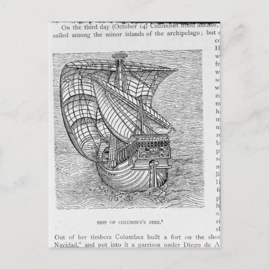 Schip van Columbus' Time' Briefkaart (Voorkant)