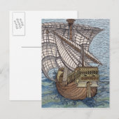 Schip van Columbus'Time' Briefkaart (Voorkant / Achterkant)
