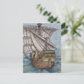 Schip van Columbus'Time' Briefkaart (Staand voorkant)