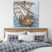 Schip van Columbus'Time' Canvas Afdruk (Insitu (Slaapkamer))