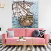 Schip van Columbus'Time' Canvas Afdruk (Insitu (Woonkamer))