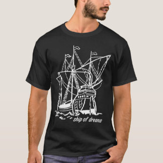 Schip van Dromen Majestueuze Galei Witte Lijn Kuns T-shirt