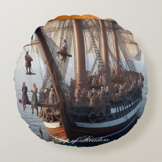 Schip van lezers 06 rond kussen (Voorkant)