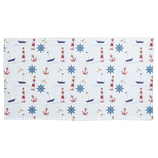 Schip van Nautical Anchor Boat Lighthouse Zee Kussensloop (Voorkant-Links)