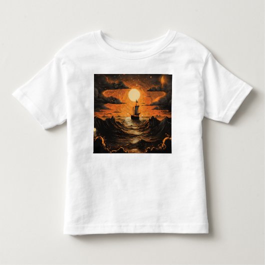 Schip varen in de nacht kinder shirts (Voorkant)