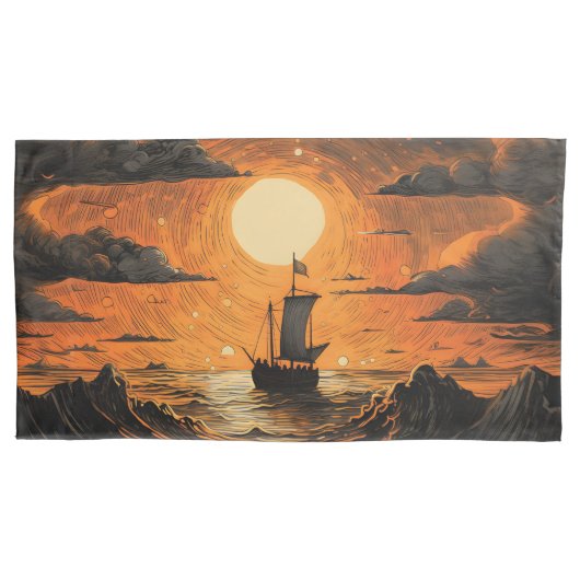 Schip varen in de nacht kussensloop (Voorkant)