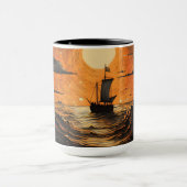 Schip varen in de nacht mok (Midden)