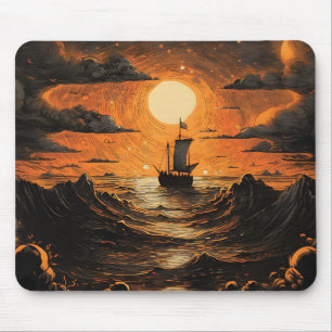 Schip varen in de nacht muismat