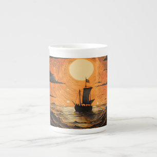 Schip varen in de nacht porselein kop