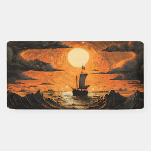 Schip varen in de nacht spandoek