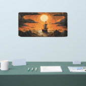 Schip varen in de nacht spandoek (Beurs)