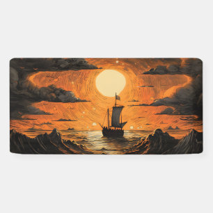 Schip varen in de nacht spandoek