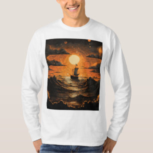 Schip varen in de nacht t-shirt
