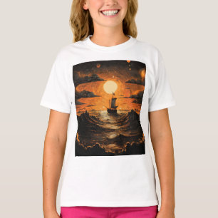 Schip varen in de nacht t-shirt