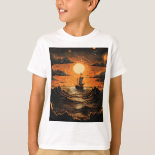 Schip varen in de nacht t-shirt