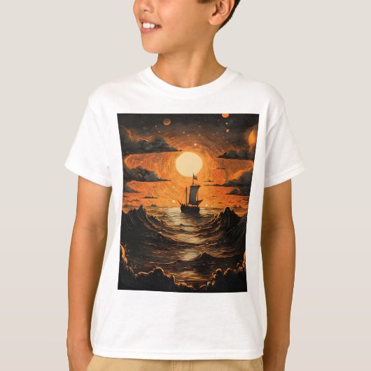 Schip varen in de nacht t-shirt (Voorkant)