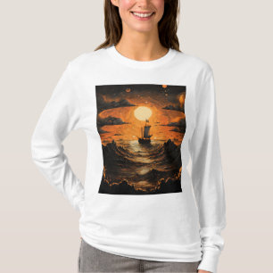Schip varen in de nacht t-shirt