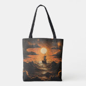 Schip varen in de nacht tote bag (Achterkant)