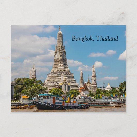 Schip varen pas Wat Arun Feestdagenkaart (Voorkant)