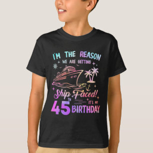 Schip Vierde 45e Verjaardags Cruise 45 Jaar Oude V T-shirt