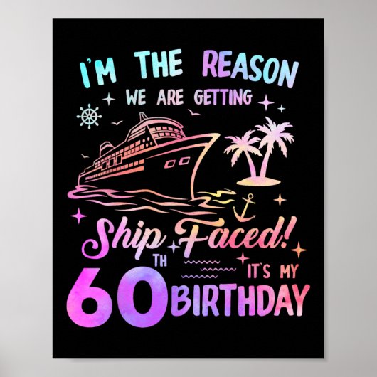 Schip Vierde 60e Verjaardags Cruise 60 Jaar Oude V Poster (Voorkant)