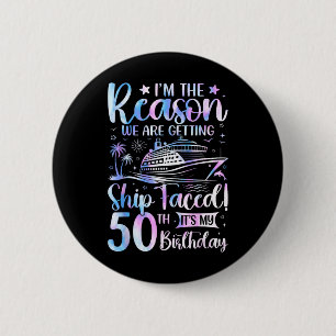 Schip Vierde Verjaardag 50ste Verjaardag Cruise Sc Ronde Button 5,7 Cm