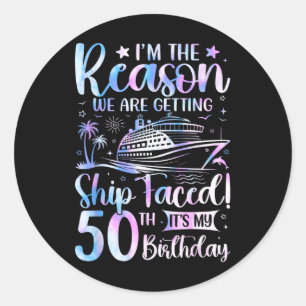 Schip Vierde Verjaardag 50ste Verjaardag Cruise Sc Ronde Sticker