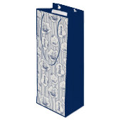 Schip voor marinethema Blauwe vuurtoren Wijn Cadeautas (Achterkant Gekanteld)