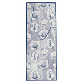 Schip voor marinethema Blauwe vuurtoren Wijn Cadeautas (Achterkant)