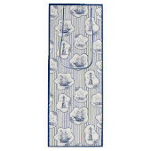 Schip voor marinethema Blauwe vuurtoren Wijn Cadeautas (Voorkant)