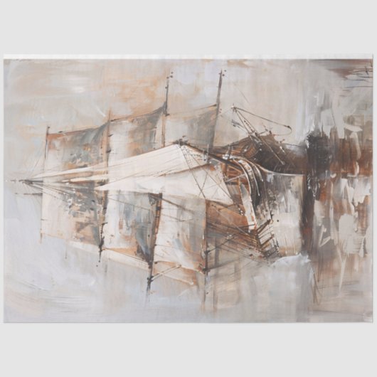  Schip Zeilolie Schilderij Decoupage Tissuepapier (Voorkant)