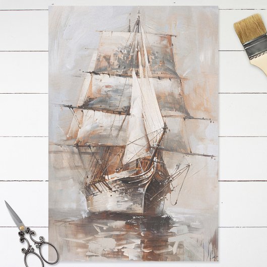  Schip Zeilolie Schilderij Decoupage Tissuepapier