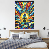 Schip Zeilt Door Storm Canvas Afdruk (Insitu (Slaapkamer))