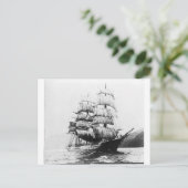 Schip - zwart en wit briefkaart (Staand voorkant)