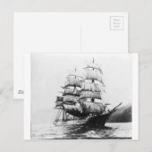 Schip - zwart en wit briefkaart (Voorkant / Achterkant)
