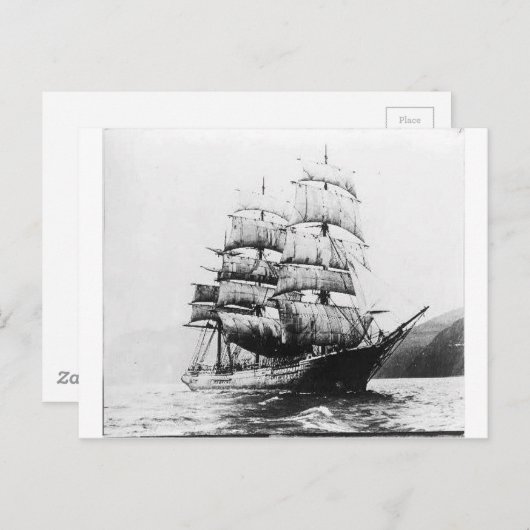 Schip - zwart en wit briefkaart (Voorkant / Achterkant)