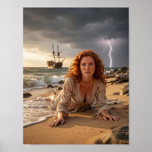 Schipbreuk door de Donder op de Kust Poster (Voorkant)