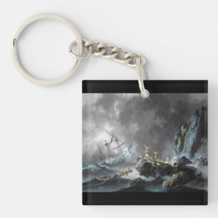 Schipbreuk in een storm 1872 sleutelhanger
