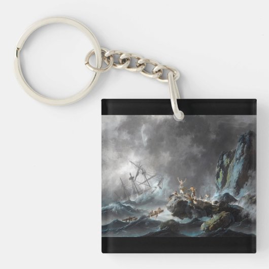 Schipbreuk in een storm 1872 sleutelhanger (voorkant)