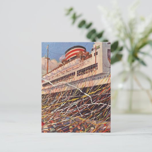  schipbreuk van cruiseschepen; Bon Voyage Party! Briefkaart (Staand voorkant)