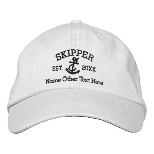 Schipper Met Anker Gepersonaliseerd Geborduurde Pet