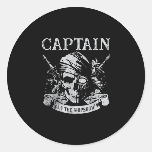 Schipper van het schipshow grappige piraat kapitei ronde sticker (Voorkant)
