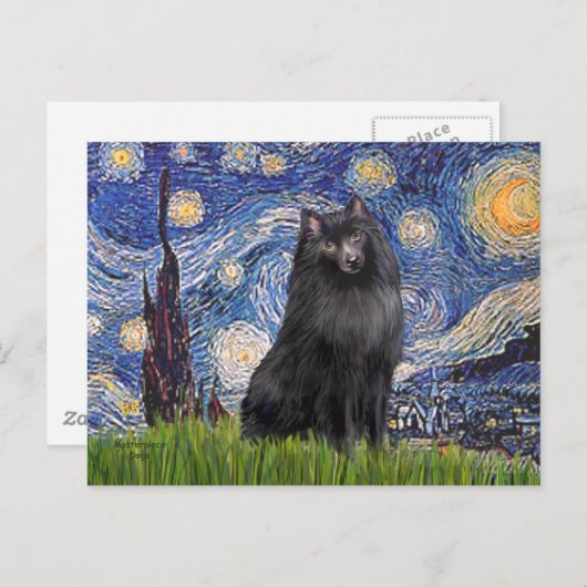 Schipperke 2 - Sterrennacht Briefkaart (Voorkant / Achterkant)