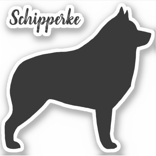 Schipperke Black Dog Silhouette Vinyl Sticker (Voorkant)