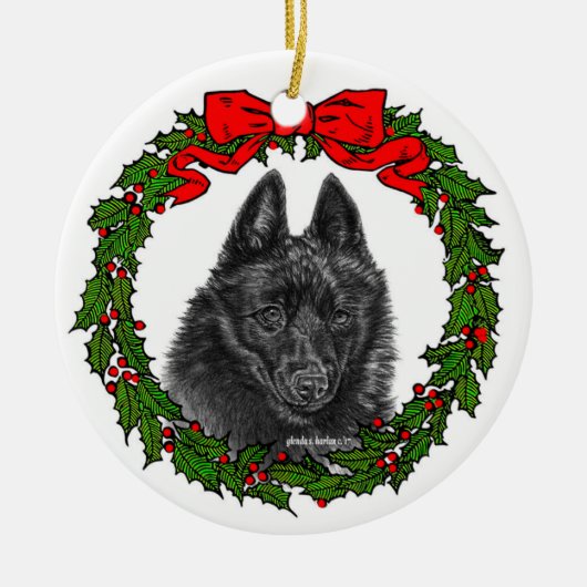 Schipperke Dog Art van Glenda S. Harlan Keramisch Ornament (Voorkant)