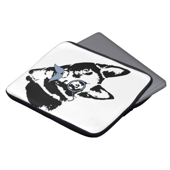 Schipperke Dog met Mustache Laptop Sleeve (Voorkant top)
